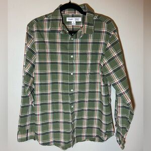 Old Navy Men's Button Down‎ Dress Shirt Green/Blue Plaid Size Medium